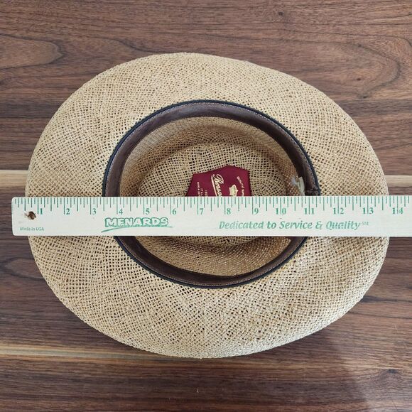 Borsalino Vintage Panama Hat Woven Brown Fedora Made in Italy Size Large - Picture 9 of 10